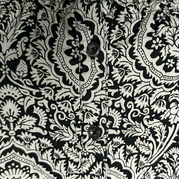 Exofficio Black & White Patterned Button-up Blouse, Large, Pre-owned - Picture 4 of 6